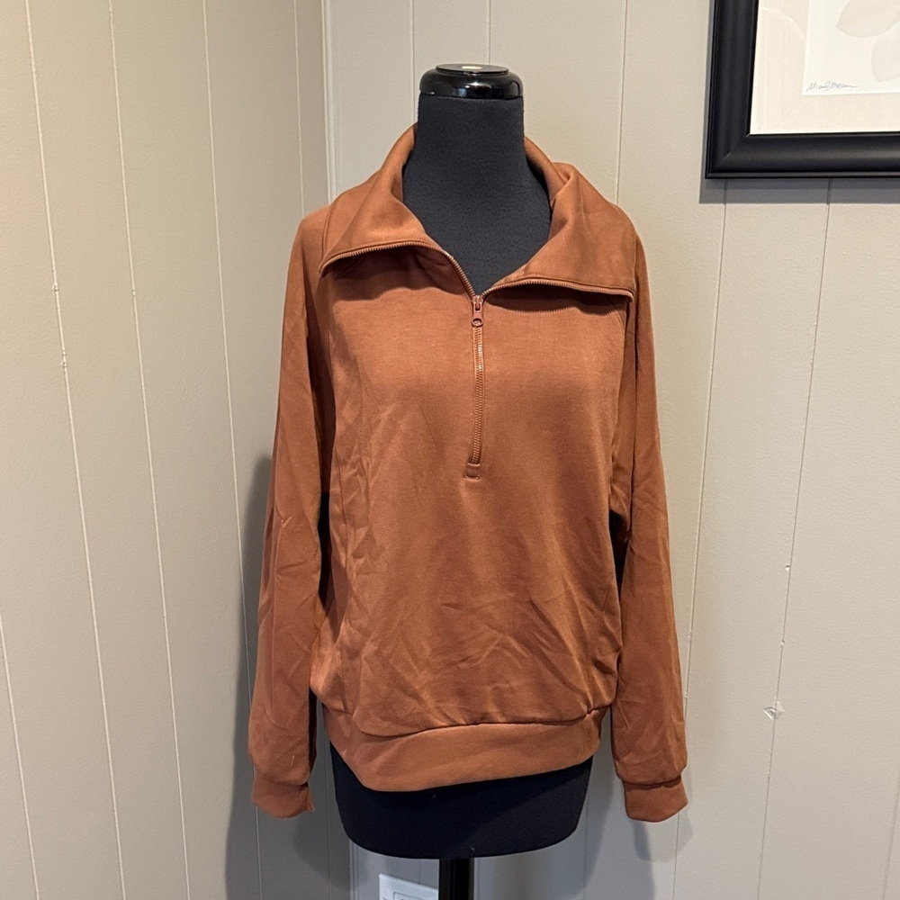 E Anrabess Elegant Copper Cowl Neck Women's Medium Sweater